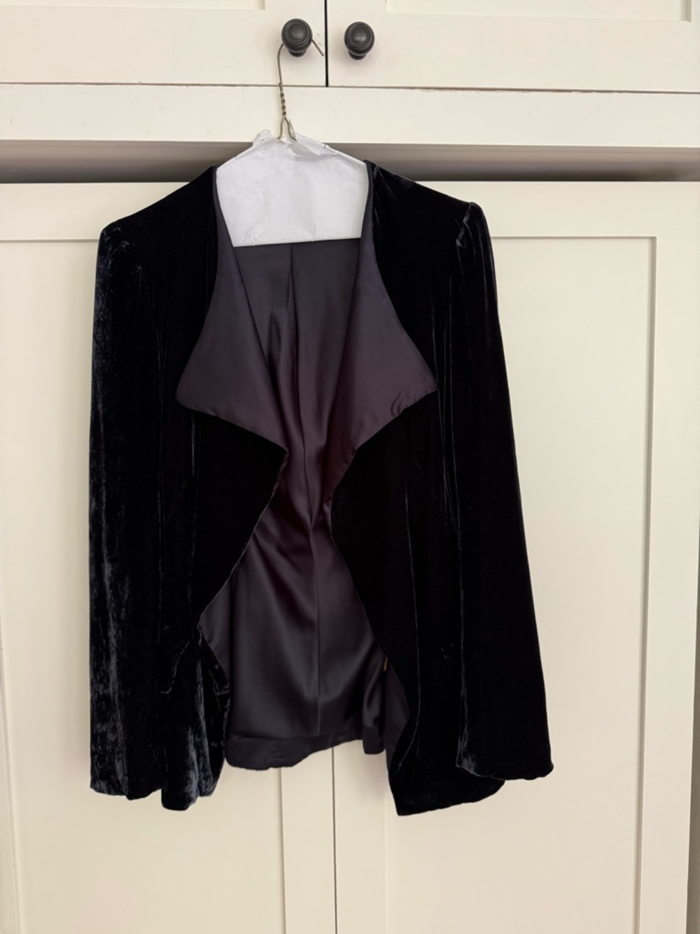 Ali Ro Dark Navy Velvet Open-Front Blazer